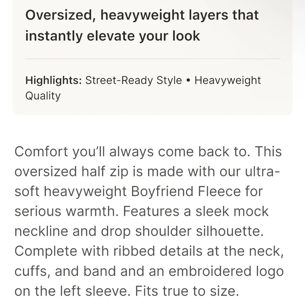 NWT Skims Oversized Quarter Zip Boyfriend Fleece Espresso Large - Picture 3 of 5